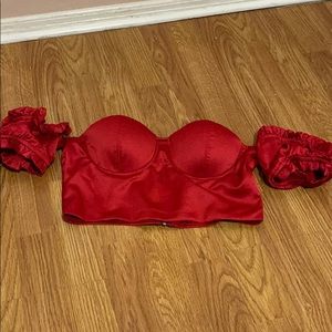 Crop top balloon sleeves